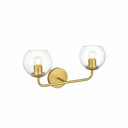 CLING 110 V E26 Two Light Vanity Wall Lamp, Brass CL2956544